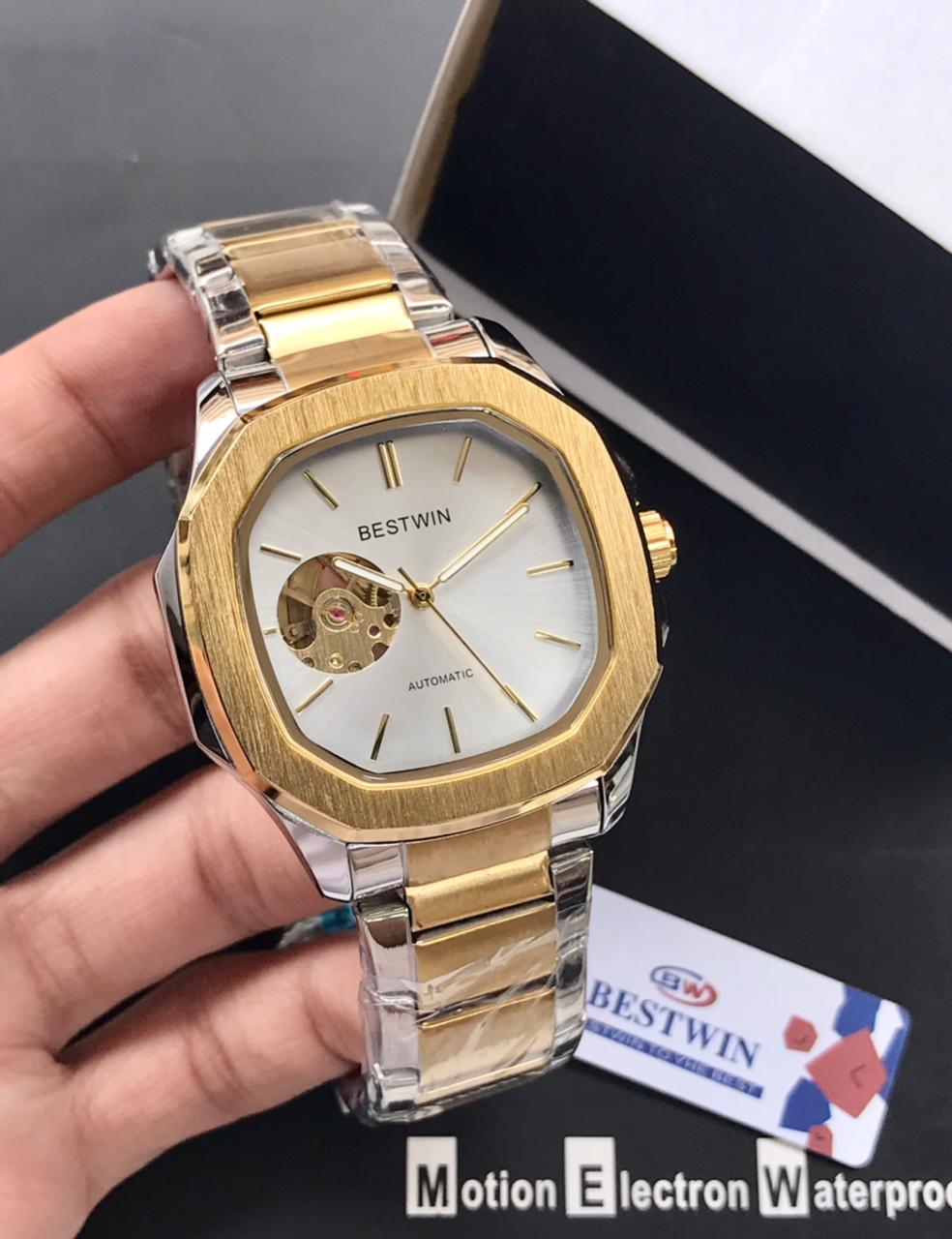 BESTWIN Automatic Men’s Watch – Square Dial, Stainless Steel, 6 Colours, Brand Pouch – Pakistan by Shop2Door Store