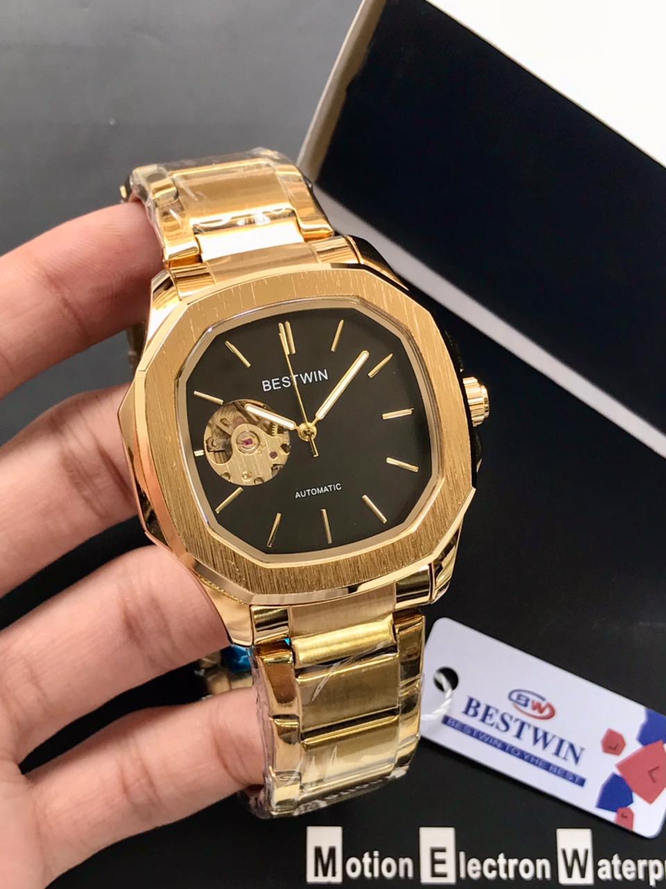 BESTWIN Automatic Men’s Watch – Square Dial, Stainless Steel, 6 Colours, Brand Pouch – Pakistan by Shop2Door Store