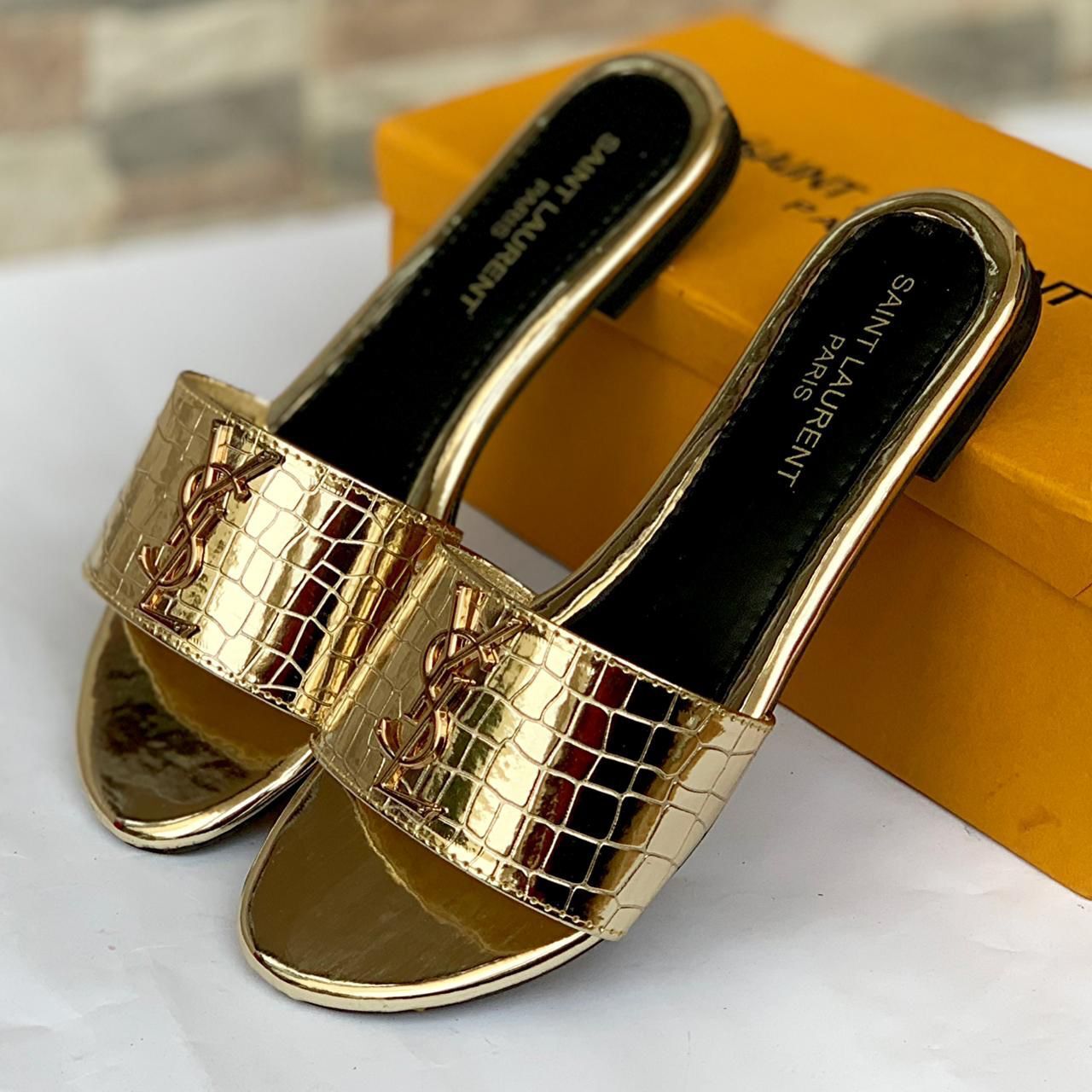 YSL Ladies Slide in Golden