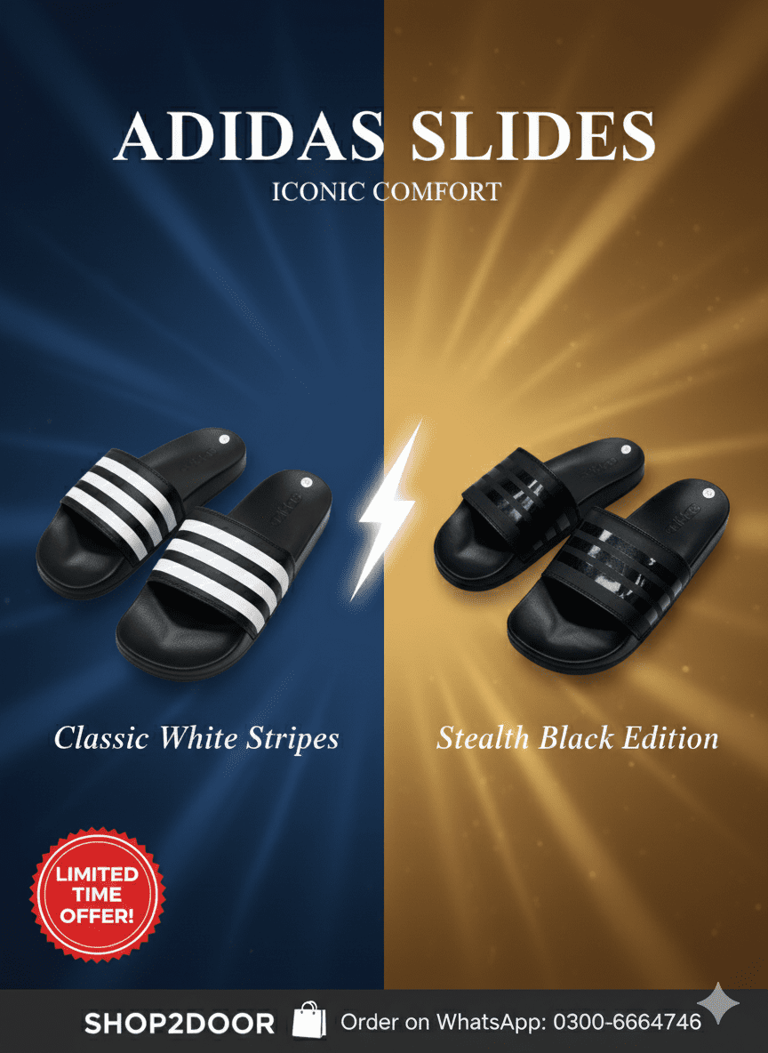 Adidas 3 Stripes Slides Master Copy in Pakistan – Premium Slipper Chappal for Men